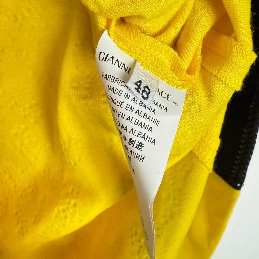 Versace Collection Yellow & Black Embellished Dress Short Sleeve Size 48 US 12 - Picture 7 of 16